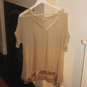100% silk ethereal goddess flowy unique vintage blouse sheer top sequin trim